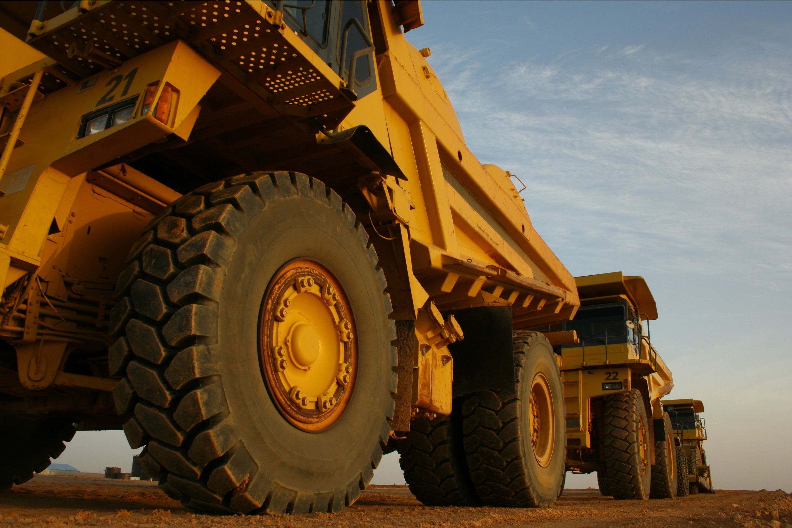 Mining machines parked up on shift change.